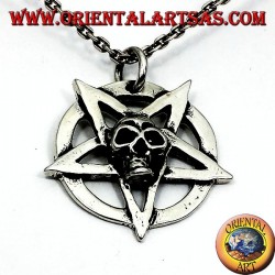 pendentif en argent, pentagramme avec le crâne