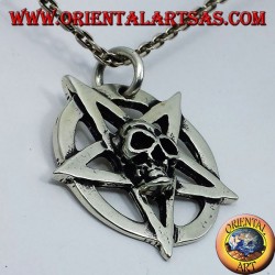 pendentif en argent, pentagramme avec le crâne