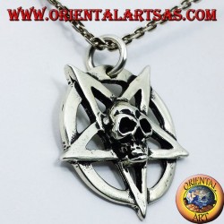 pendentif en argent, pentagramme avec le crâne