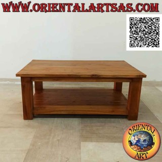 "Essential" style rectangular coffee table for living room with teak wood shelf underneath (120 * 80)