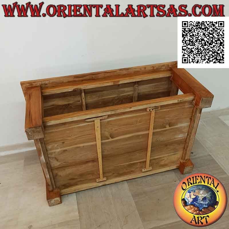 Mesa de centro rectangular de estilo "esencial" para sala de estar con estante de madera de teca debajo (120 * 80)