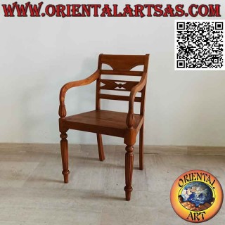 Sessel im Raffles-Stil mit Vollholzsitz aus Teakholz