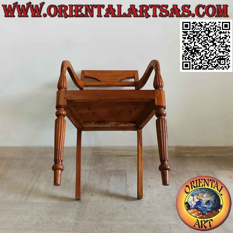 Poltrona in stile raffles con seduta intera in legno, in legno di teak