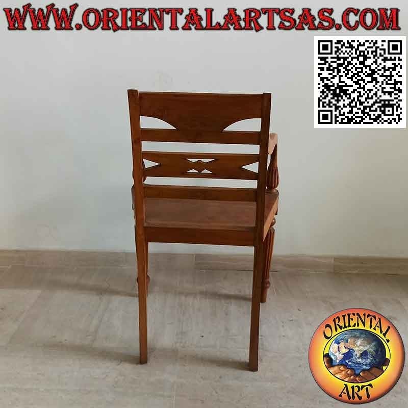 Sillón estilo Raffles con asiento completo de madera, en madera de teca