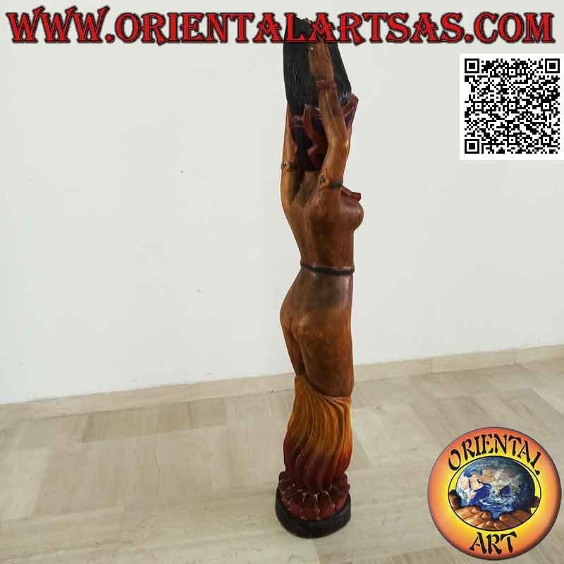 Escultura tradicional indonesia "Bailarina de fuego" en madera de suar 150 cm