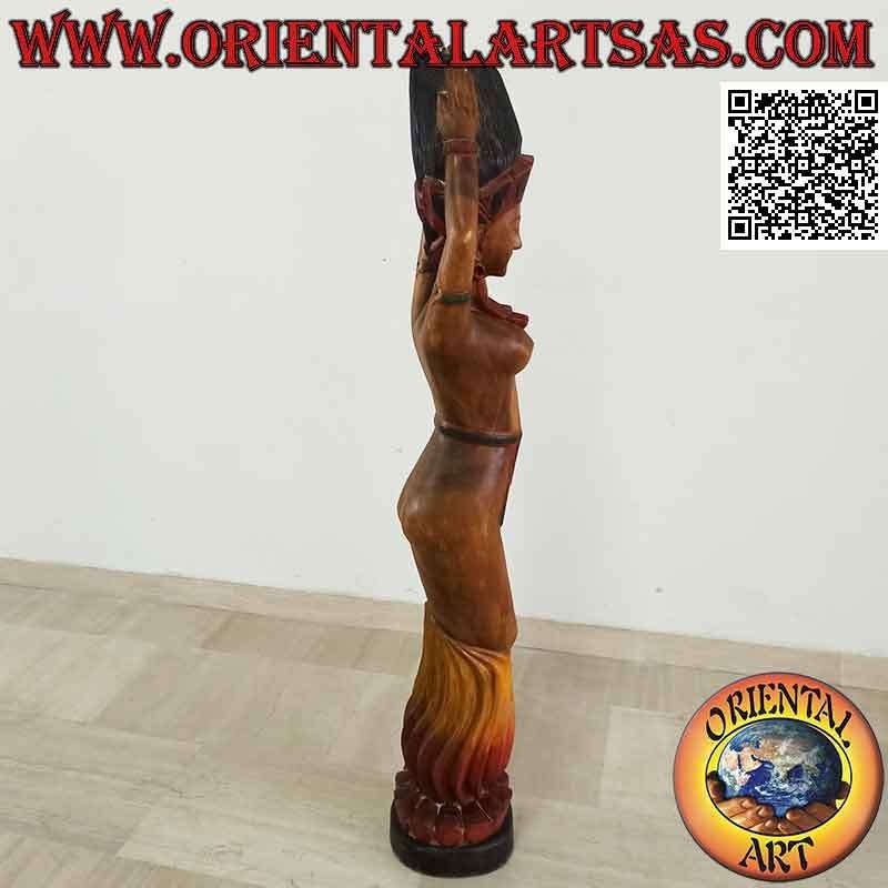 Traditionelle indonesische "Fire Dancer" Skulptur aus Suarholz 150 cm