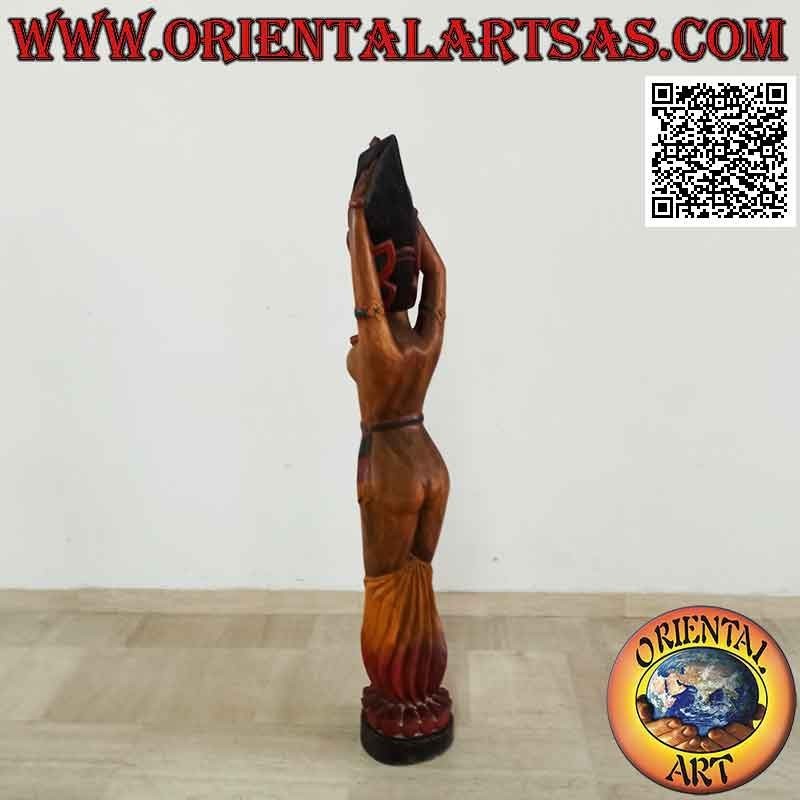 Indonesian traditional "fire dancer" sculpture in suar wood 150 cm