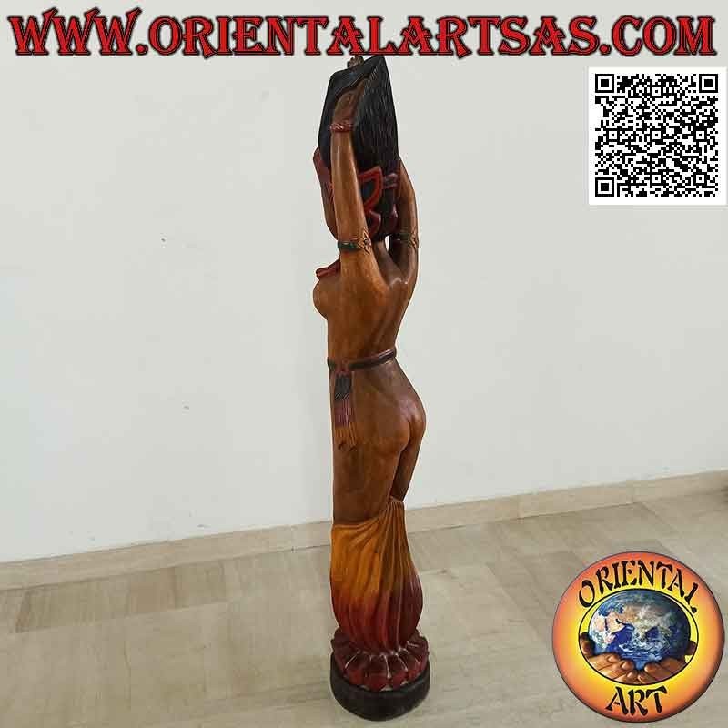 Traditionelle indonesische "Fire Dancer" Skulptur aus Suarholz 150 cm