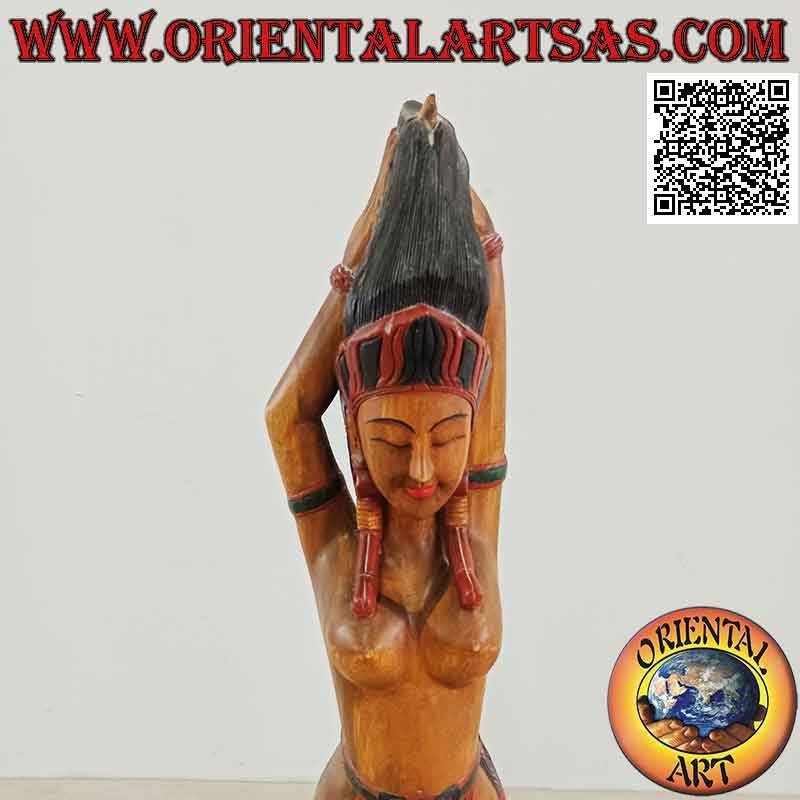 Traditionelle indonesische "Fire Dancer" Skulptur aus Suarholz 150 cm