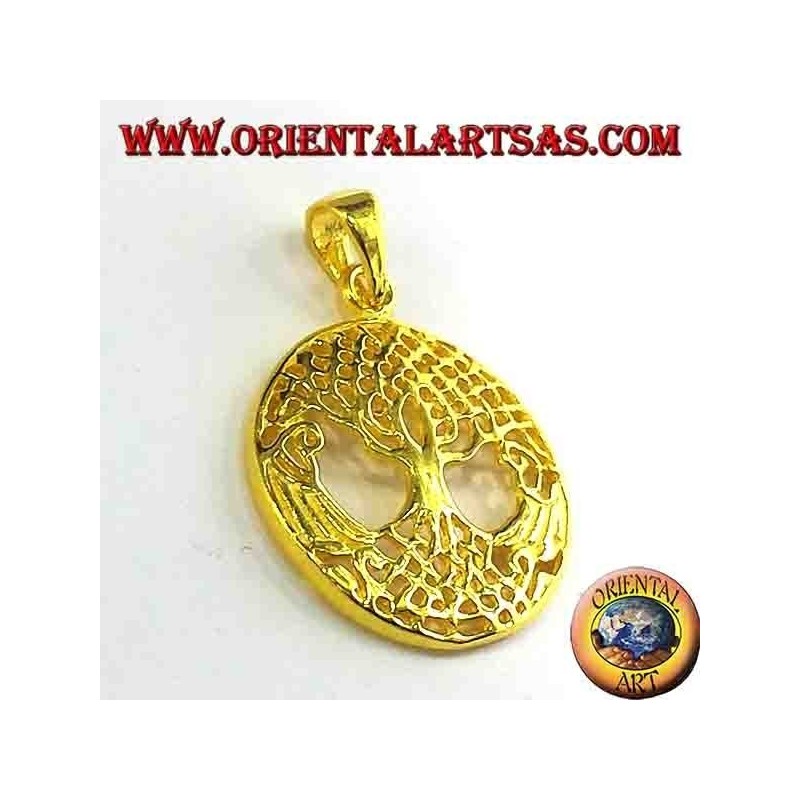 Arbre d'or vie pendentif en argent plaqué