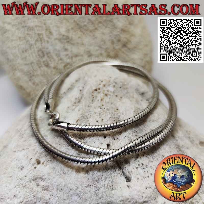 925 ‰ silver chain necklace, classic "snake" or mouse tail link (2.5 mm thick)