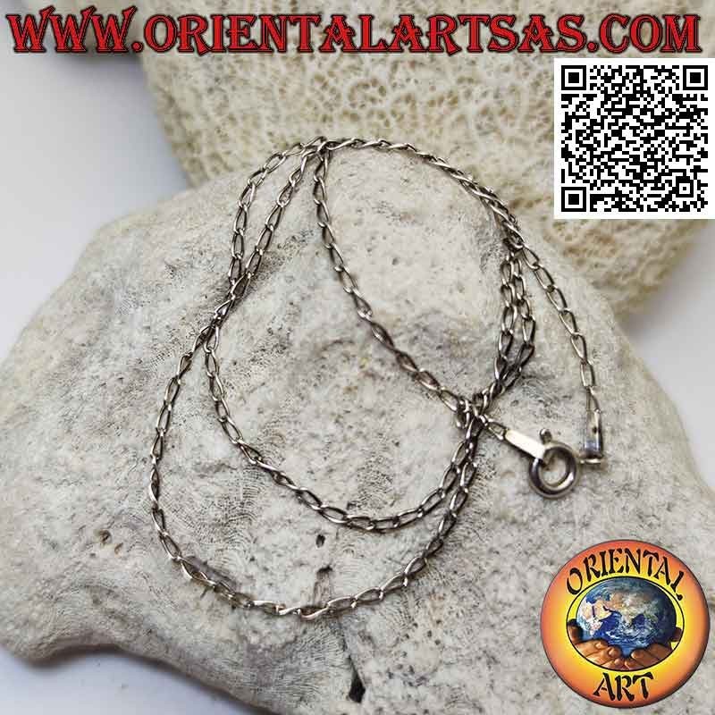 Collier chaîne en argent 925 ‰ avec anneaux ovales courbés de 40 cm x 1,5 mm