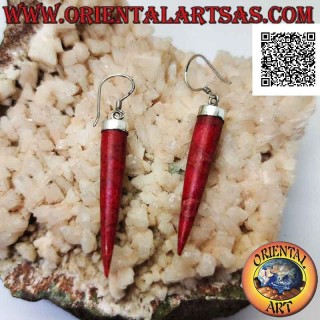 Boucles d'oreilles en argent avec pendentif cornes de corail rouge (corail)