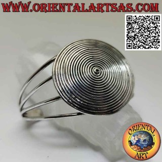 Pulsera rígida en plata 925 ‰ con escudo redondo con espiral grabada