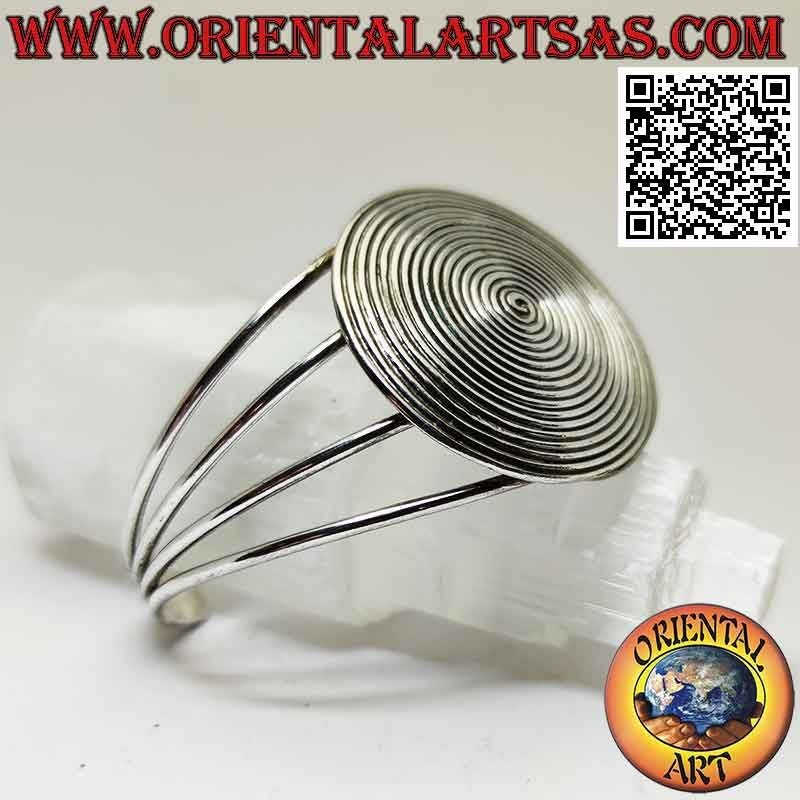 Starres Armband in 925 ‰ Silber mit rundem Schild mit gravierter Spirale