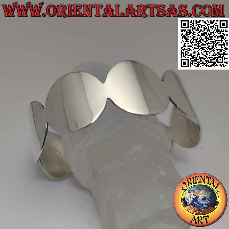 Breites 925 ‰ silbernes starres Armband, Reihe glatter Kreise