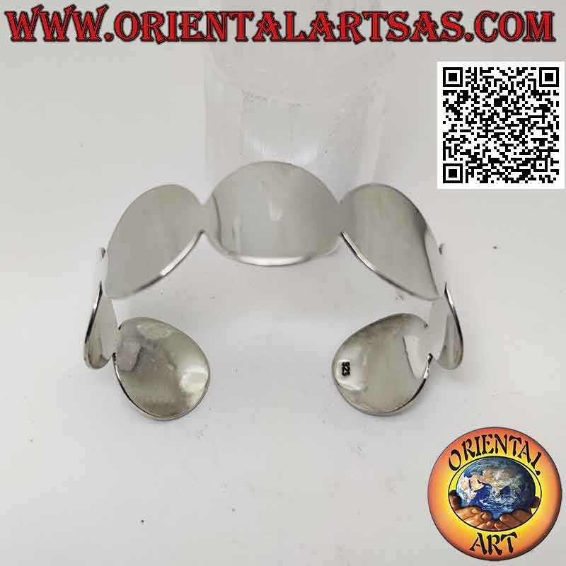 Bracciale rigido in argento 925‰ largo, serie di cerchi lisci