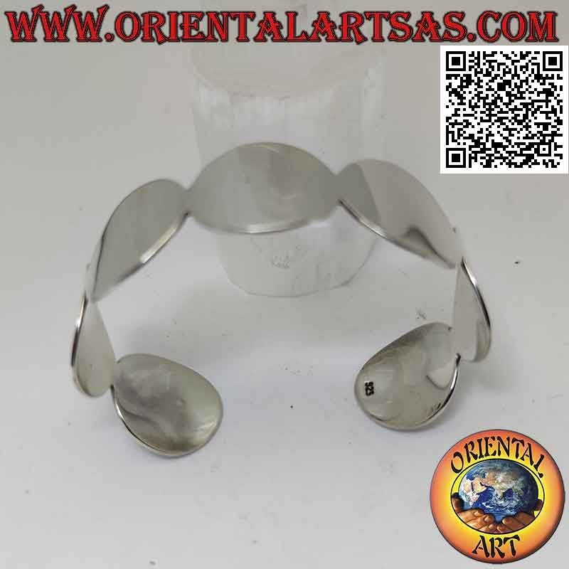 Breites 925 ‰ silbernes starres Armband, Reihe glatter Kreise