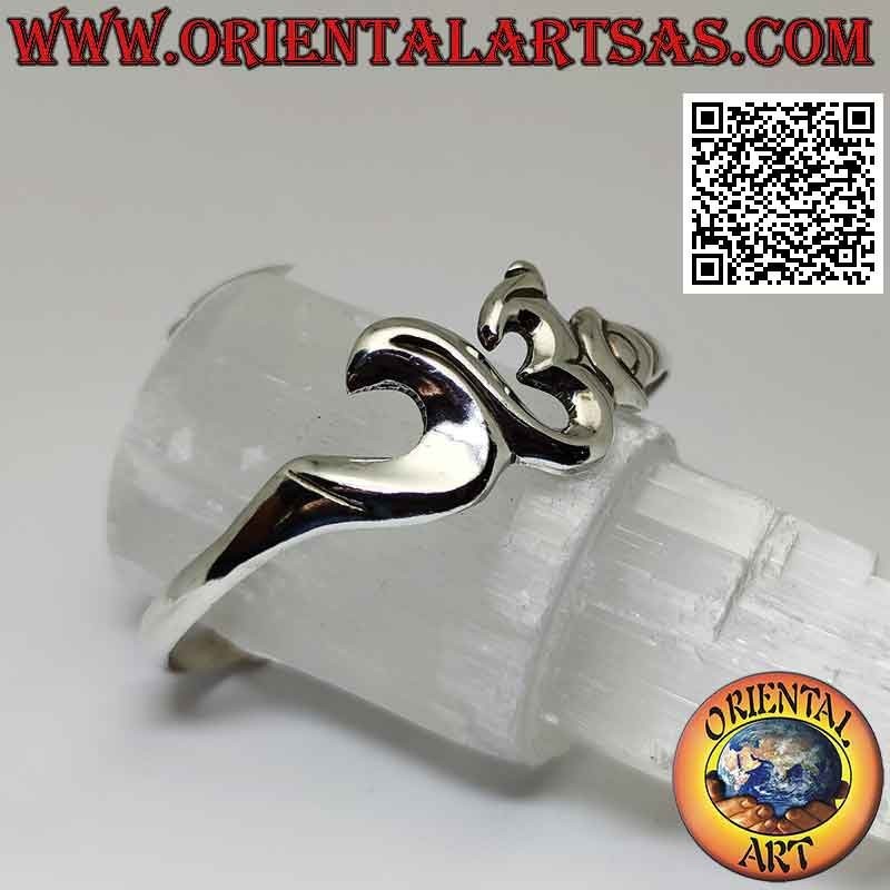 Glattes 925 ‰ silbernes starres Armband in Form einer Sanskrit-Silbe "ॐ" Oṃ
