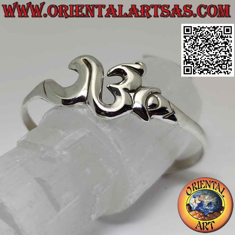 Smooth 925 ‰ silver rigid bracelet in the shape of a Sanskrit syllable "ॐ" Oṃ