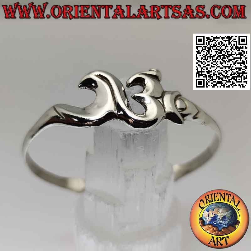 Pulsera rígida lisa de plata 925 ‰ con forma de sílaba sánscrita "ॐ" Oṃ