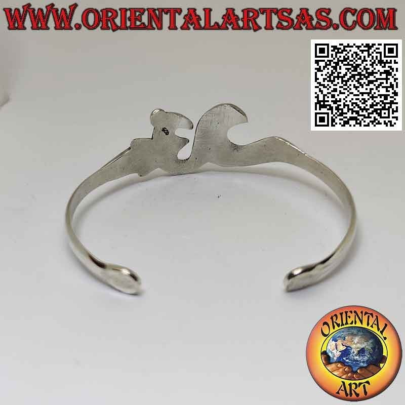 Pulsera rígida lisa de plata 925 ‰ con forma de sílaba sánscrita "ॐ" Oṃ