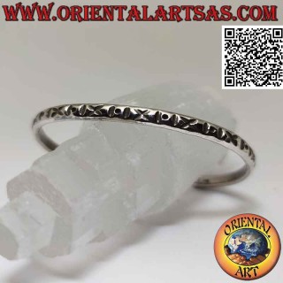 Pulsera rígida en plata 925 ‰ con "X" e "IoI" grabados alternados
