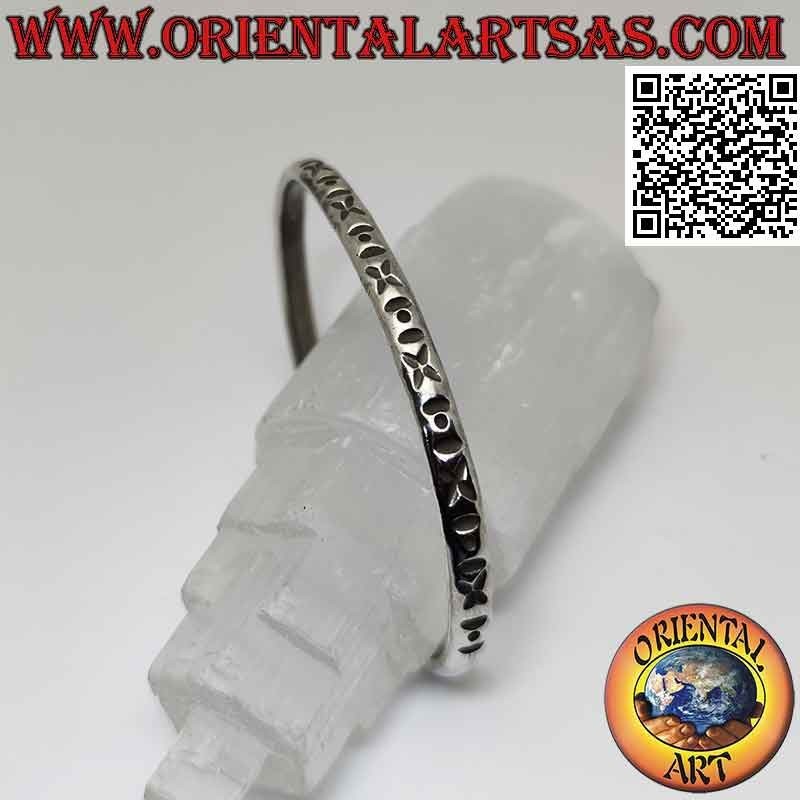 Bracelet rigide en argent 925 ‰ avec alternance "X" et "IoI" gravé