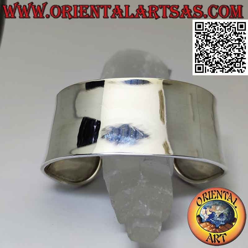 Bracciale rigido in argento 925‰ largo e liscio da 30 mm