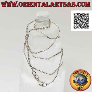 Collier chaîne en argent 925 avec anneaux diamant ovales 60 cm x 1 mm