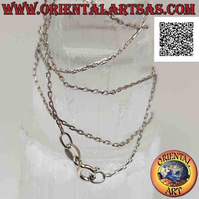 Collar de cadena de plata 925 ‰ con anillos de diamantes ovalados de 60 cm x 1 mm