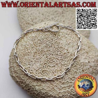 925 ‰ Silberkettenarmband mit 19,5 cm quadratischen ovalen Ringen