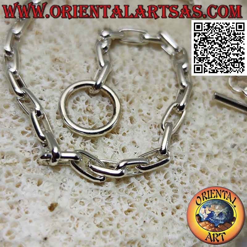 925 ‰ Silberkettenarmband mit 19,5 cm quadratischen ovalen Ringen