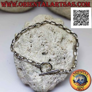 Bracelet chaîne en argent 925 ‰ avec anneaux ovales carrés de 21 cm d'épaisseur
