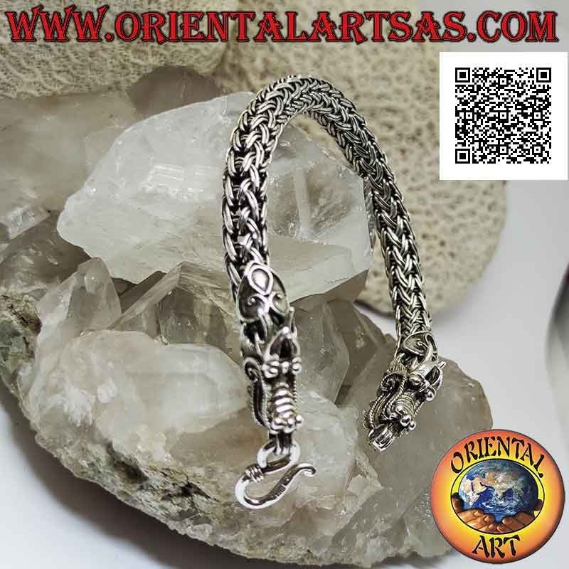 Bracciale Argento 925 Intrecciato con Testa di Drago | Oriental Art