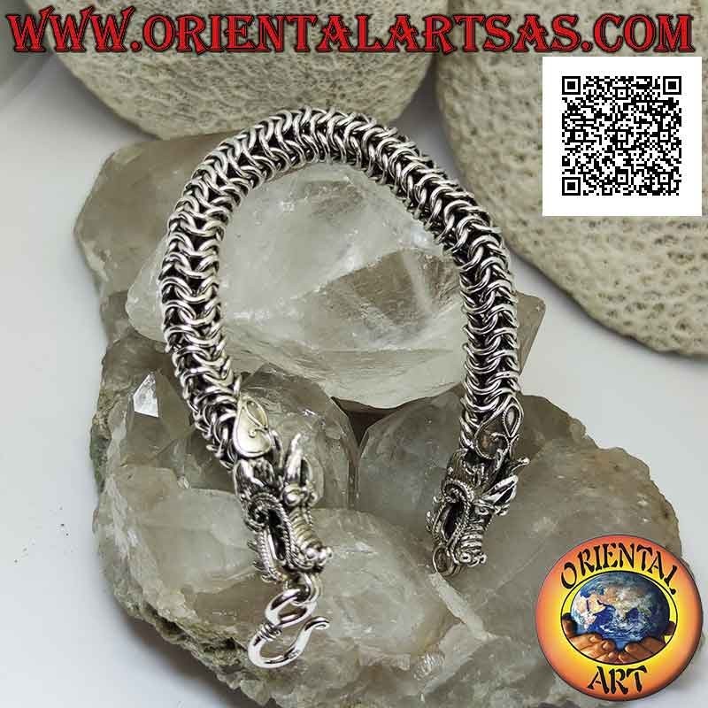 Bracciale Argento 925 Drago Intrecciato 20cm | Oriental Art