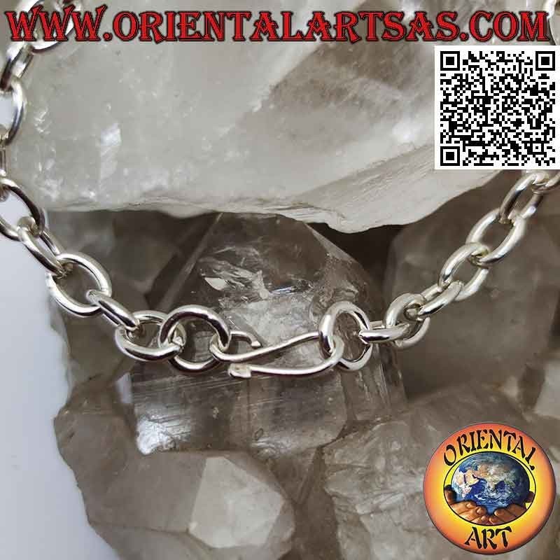 925 ‰ silver chain bracelet with oval rings and 18 cm S-shaped clasp