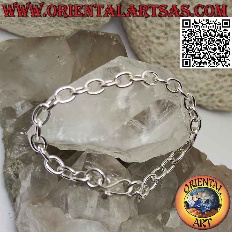 925 ‰ Silberkettenarmband mit ovalen Ringen und 18 cm S-Schließe