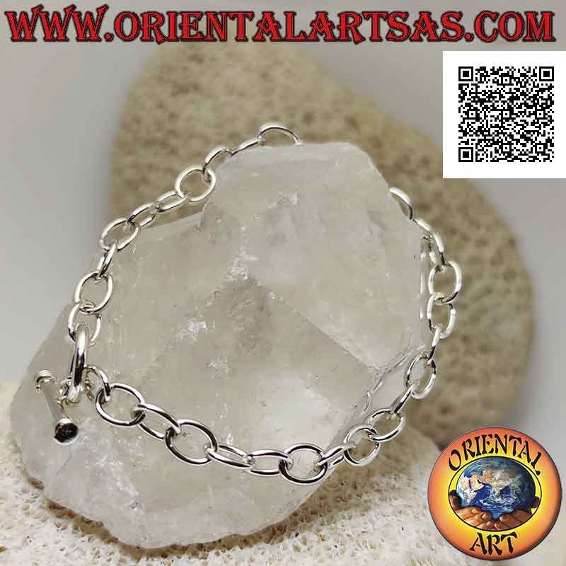 925 ‰ Silberkettenarmband mit ovalen Ringen und 17,5 cm T-Schließe