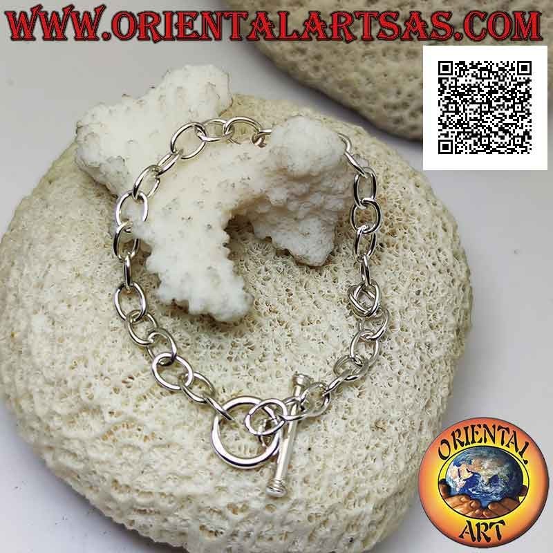 925 ‰ Silberkettenarmband mit ovalen Ringen und 17,5 cm T-Schließe