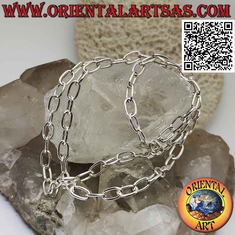 925 ‰ Silberkette mit 56 cm x 5 mm klassischen ovalen Ringen