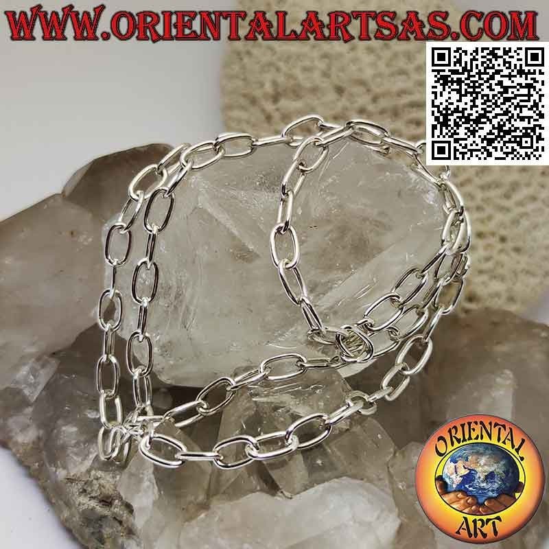 925 ‰ Silberkette mit 56 cm x 5 mm klassischen ovalen Ringen
