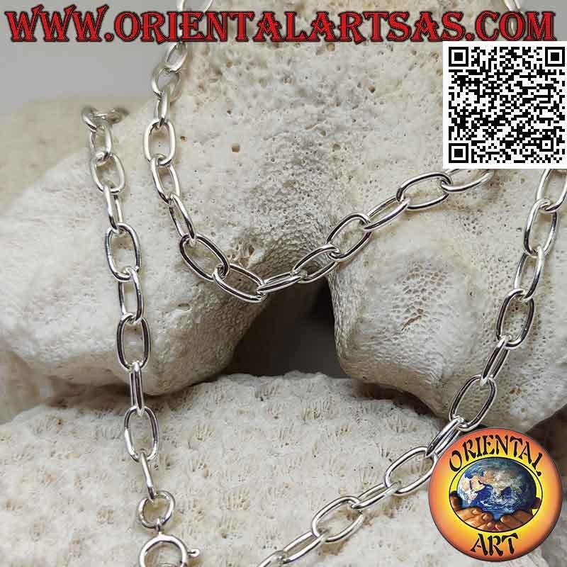 925 ‰ Silberkette mit 56 cm x 5 mm klassischen ovalen Ringen