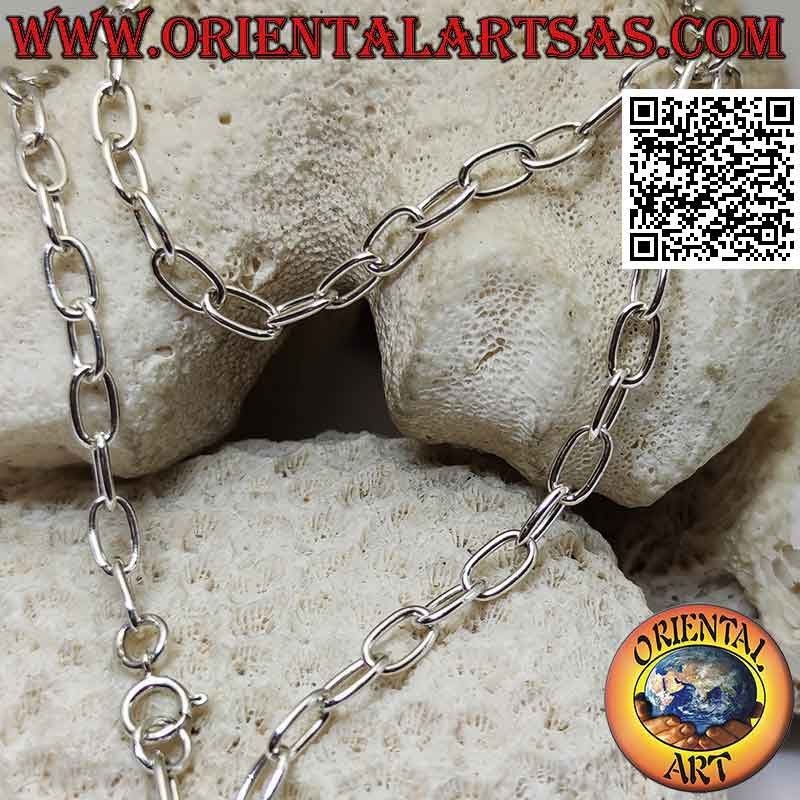 925 ‰ Silberkette mit 56 cm x 5 mm klassischen ovalen Ringen