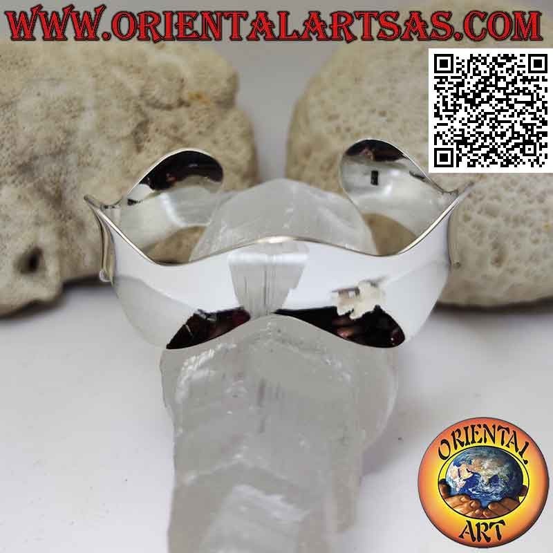 Armreif in 925 ‰ Silber, breit und glatt, 14 mm wellig (22 mm)