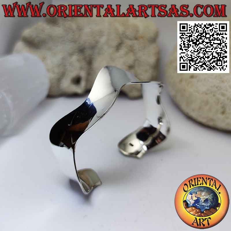 Bangle in 925 ‰ silver smooth and wide 14 mm wavy (22 mm)