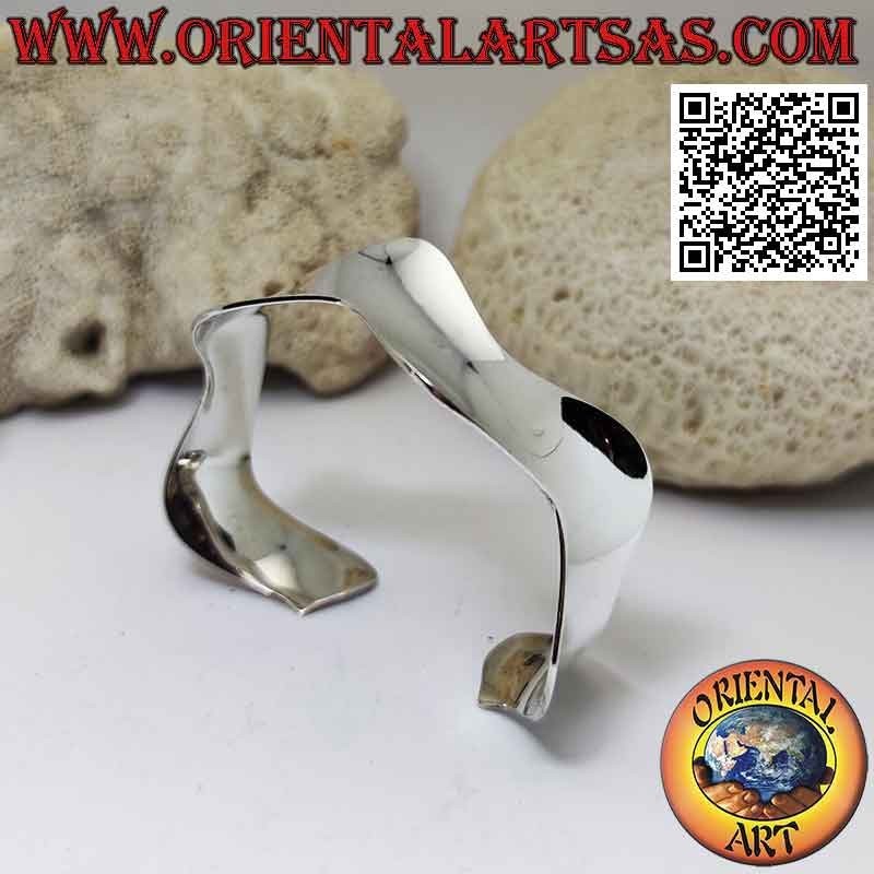 Brazalete de plata 925 ‰, ancho y liso, 14 mm ondulado (22 mm)