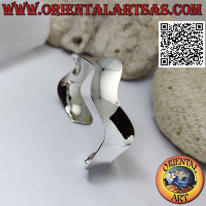Armreif in 925 ‰ Silber, breit und glatt, 14 mm wellig (22 mm)