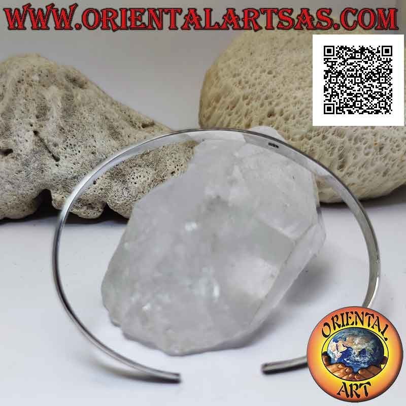 Pulsera rígida de plata 925 ‰ lisa ligeramente redondeada con doble línea paralela grabada