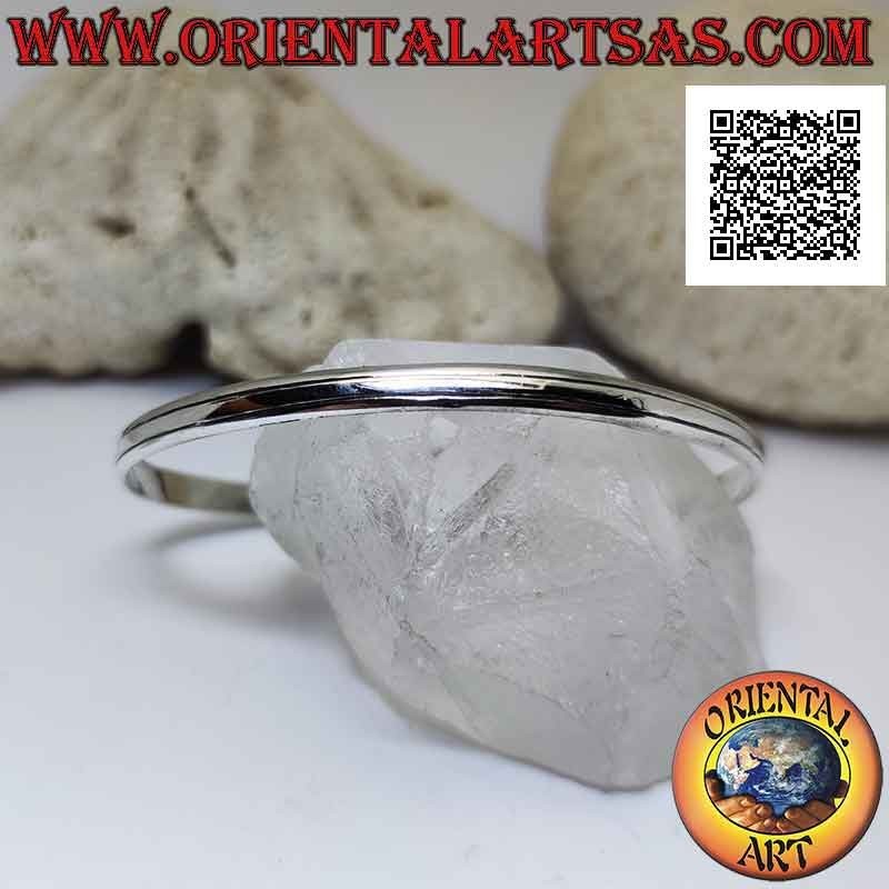 Pulsera rígida de plata 925 ‰ lisa ligeramente redondeada con doble línea paralela grabada